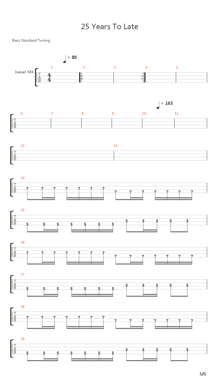 25 Years Too Late吉他谱