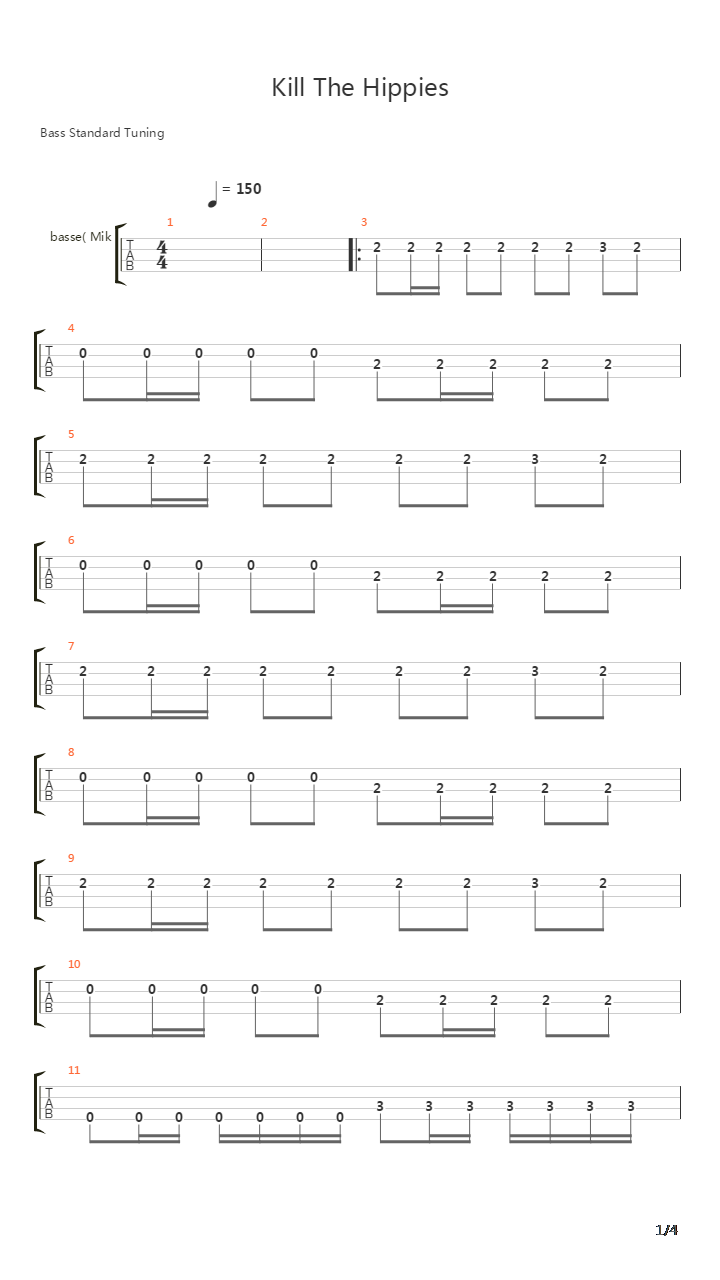Kill The Hippies吉他谱