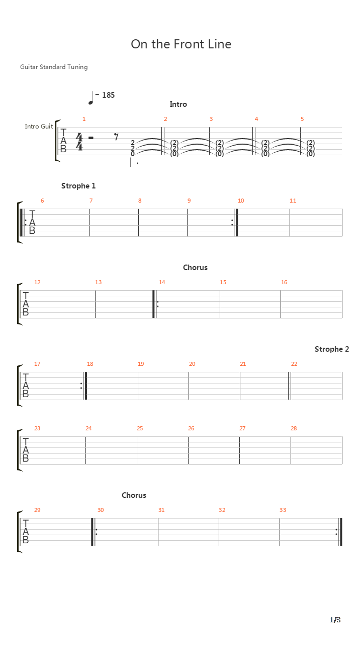 On The Front Line吉他谱
