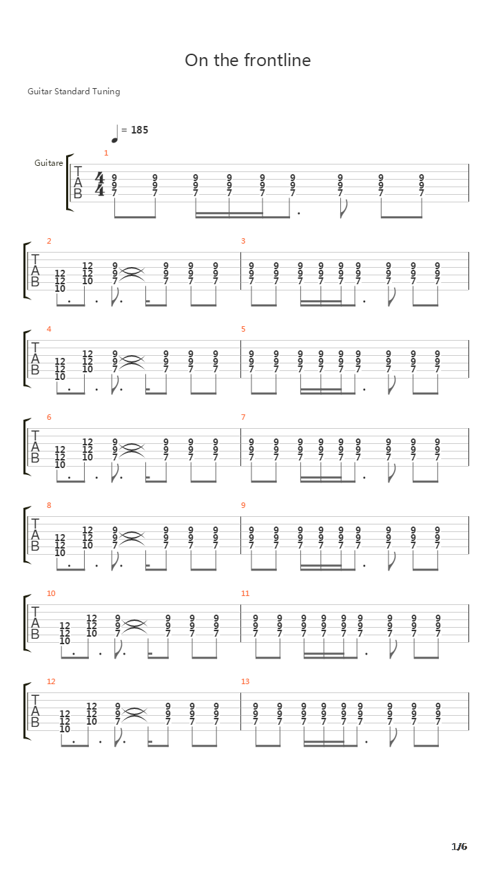 On The Front Line吉他谱