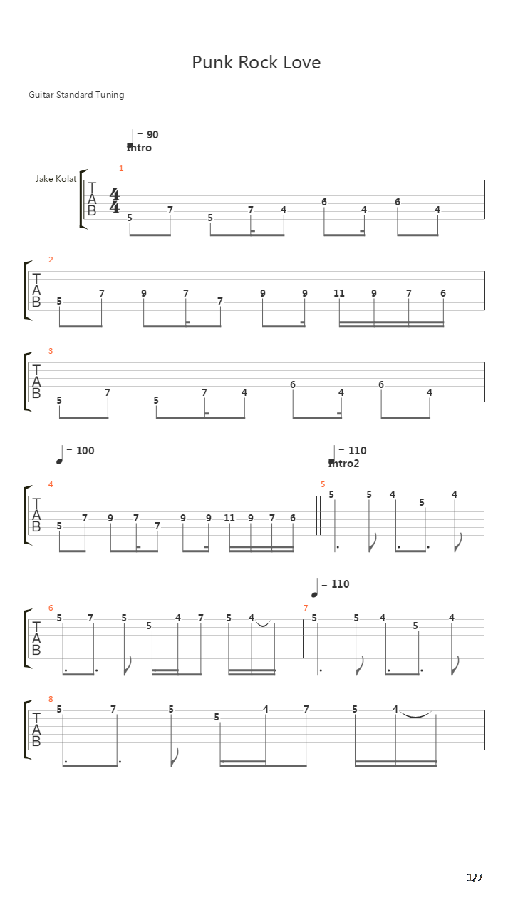 Punk Rock Love吉他谱