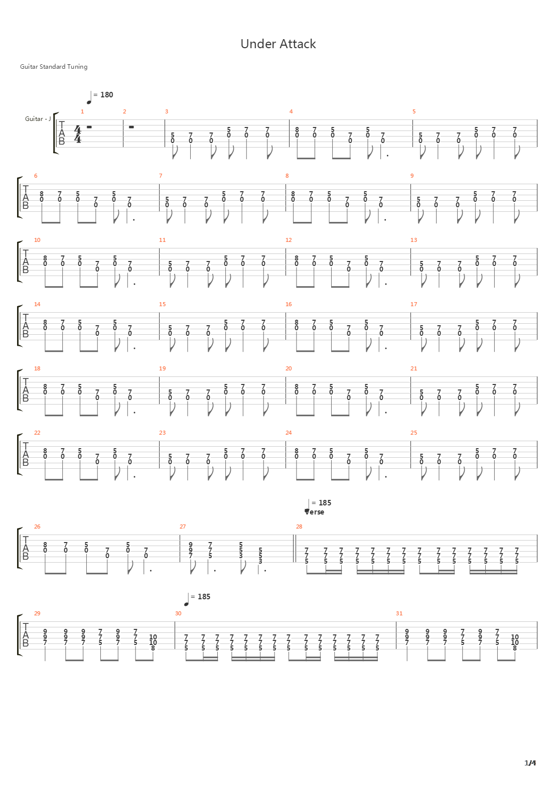 Under Attack吉他谱