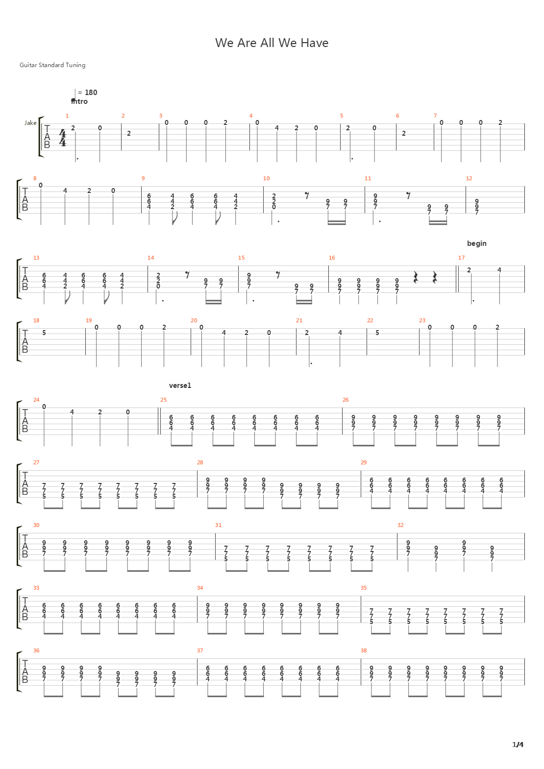 We Are All We Have吉他谱
