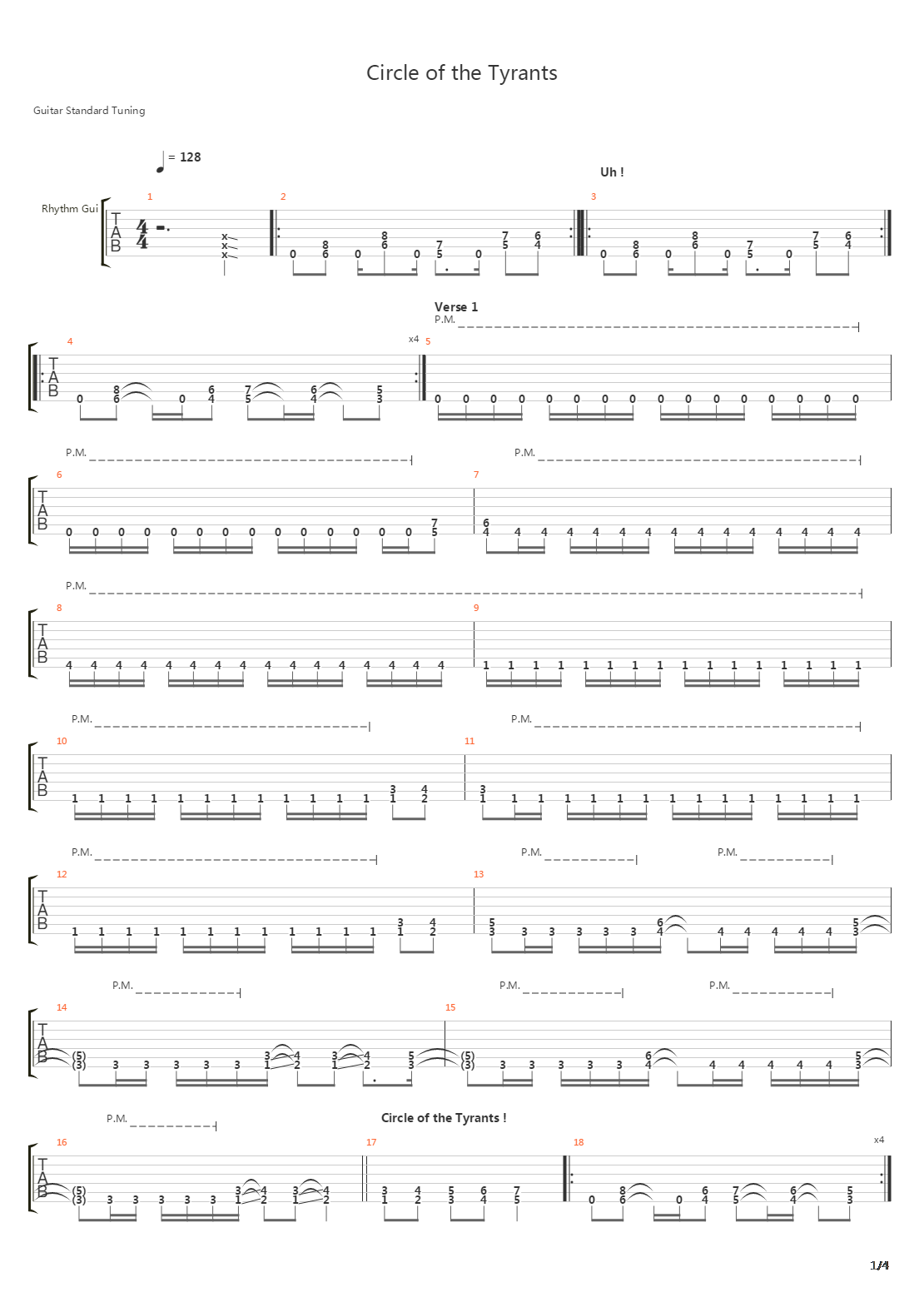 Circle Of The Tyrants吉他谱