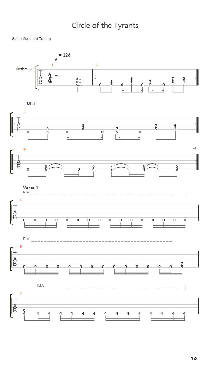 Circle Of The Tyrants吉他谱