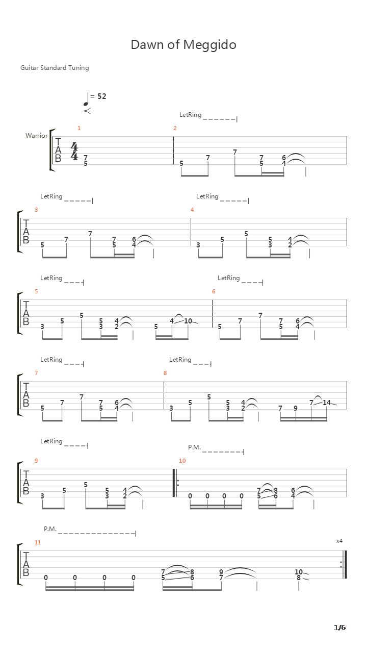 Dawn Of Meggido吉他谱