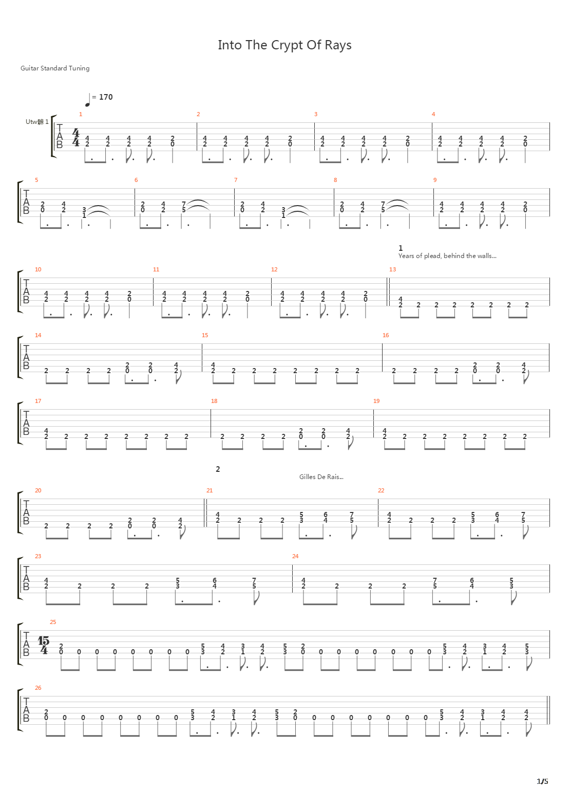 Into The Crypt Of Rays吉他谱