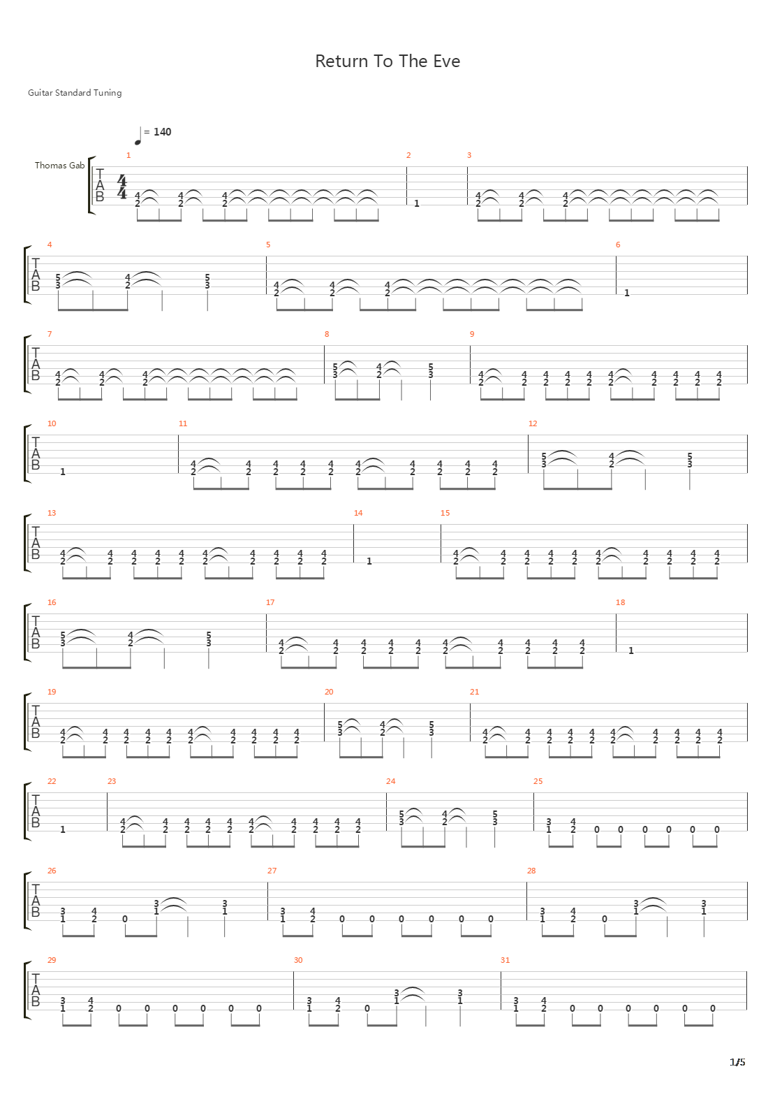 Return To The Eve吉他谱