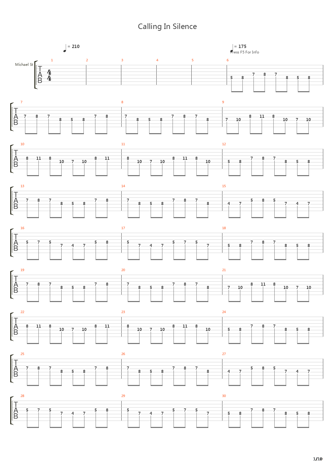 Calling In Silence吉他谱
