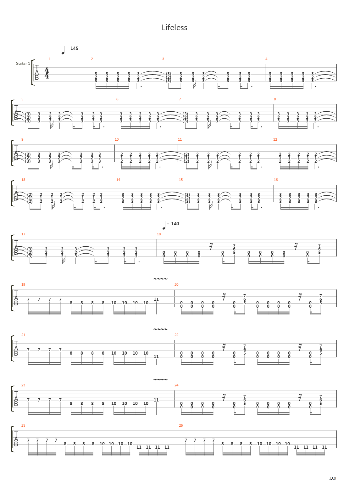 Lifeless吉他谱