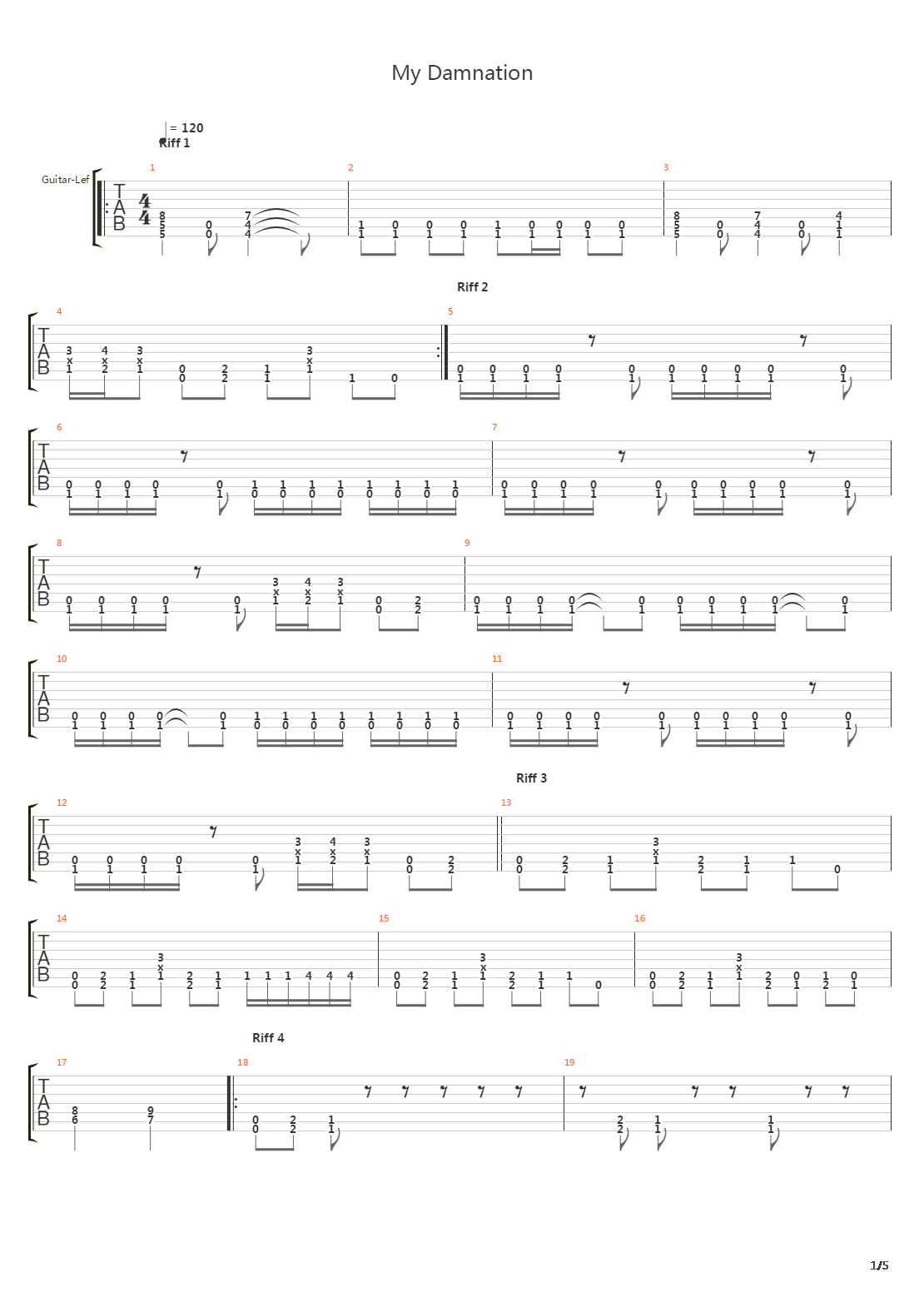 My Damnation吉他谱