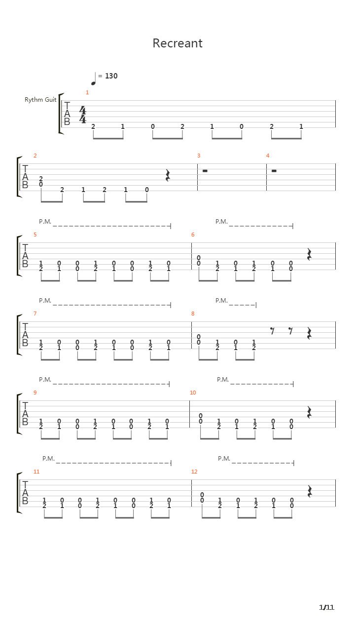 Recreant吉他谱