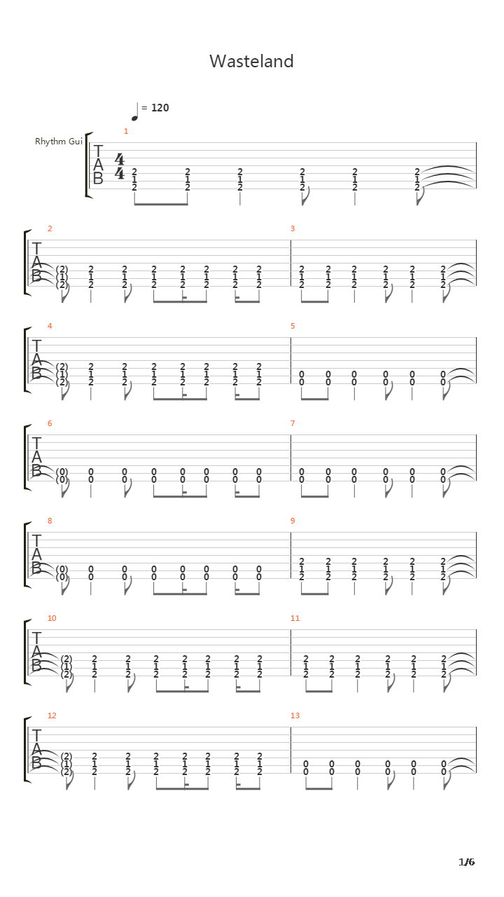 Wasteland吉他谱