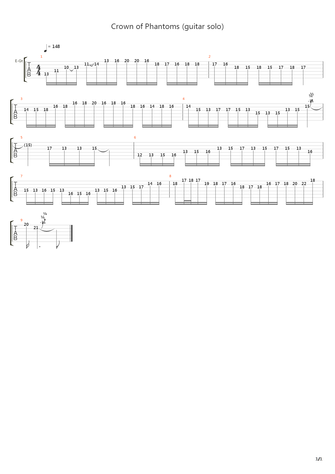 Crown of Phantoms (guitar solo)吉他谱
