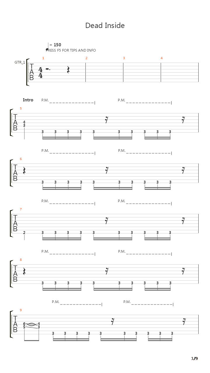 Dead Inside吉他谱