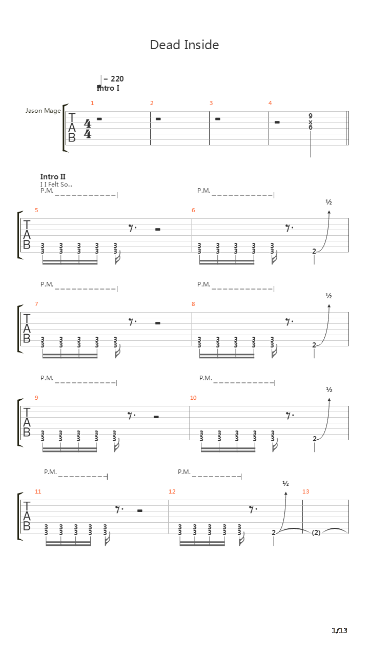 Dead Inside吉他谱