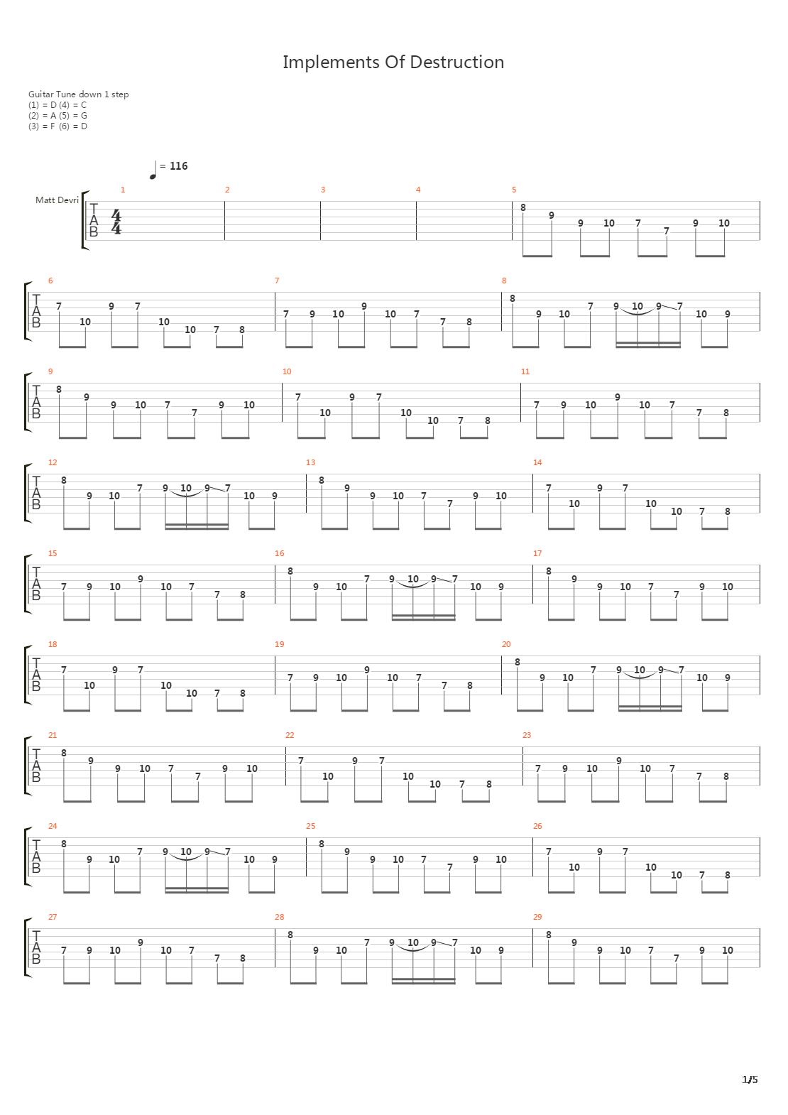 Implements Of Destruction吉他谱