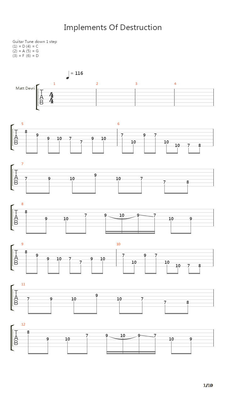 Implements Of Destruction吉他谱