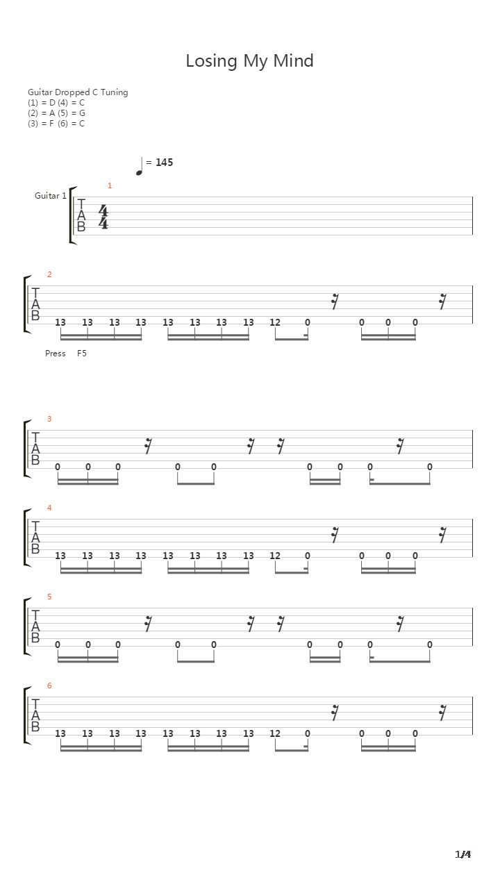 Losing My Mind吉他谱