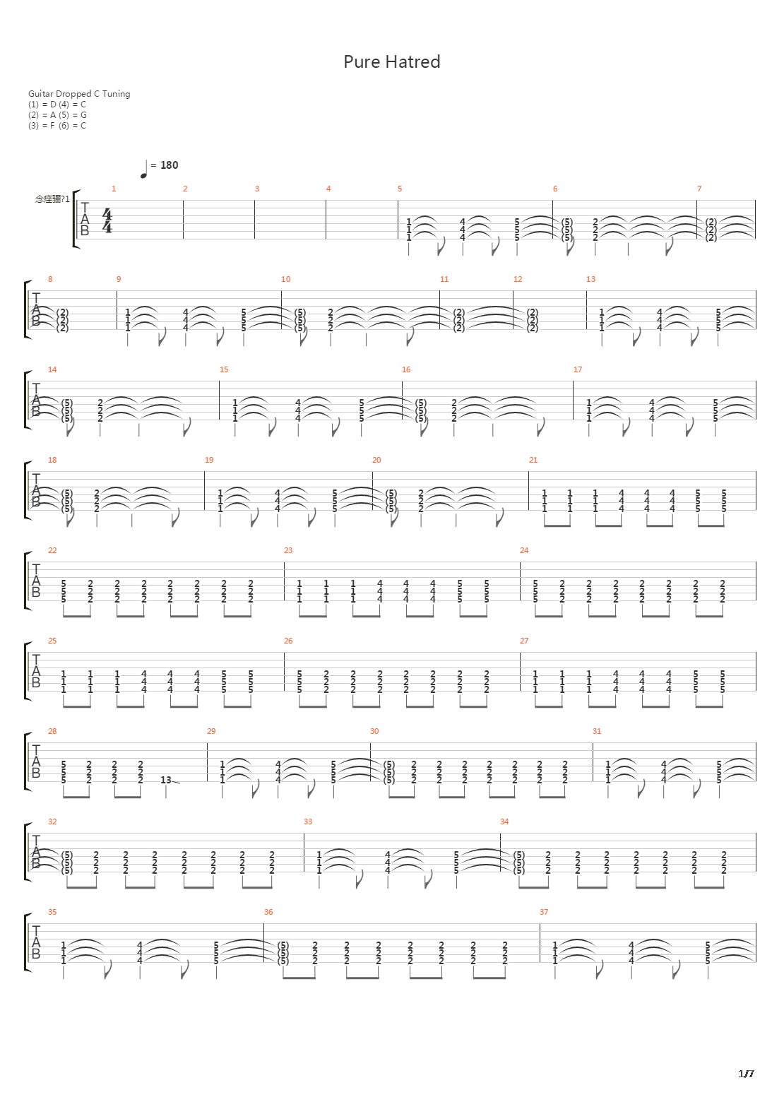 Pure Hatred吉他谱