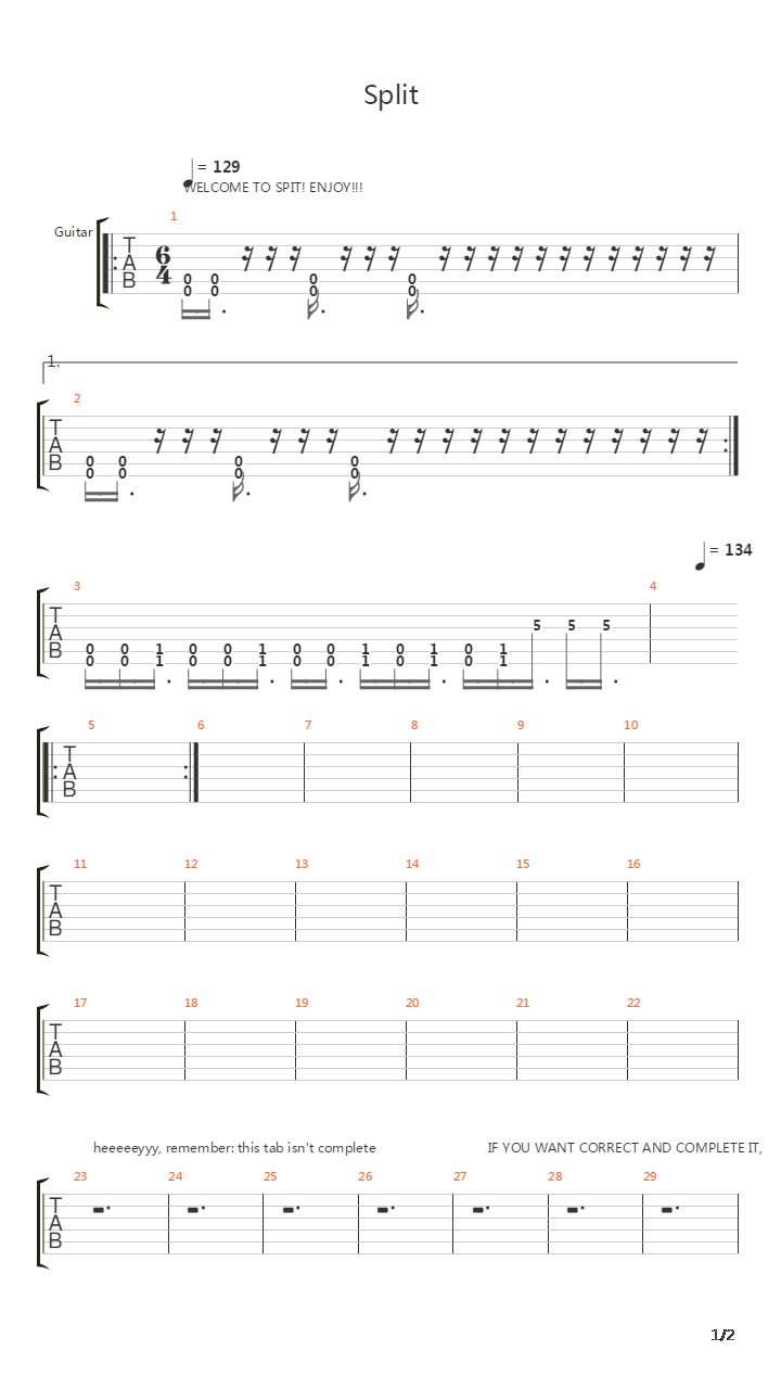 Split吉他谱