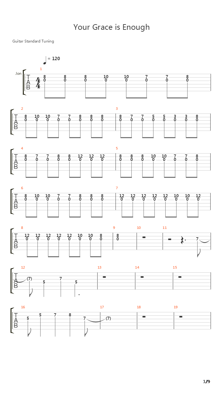 Your Grace Is Enough吉他谱