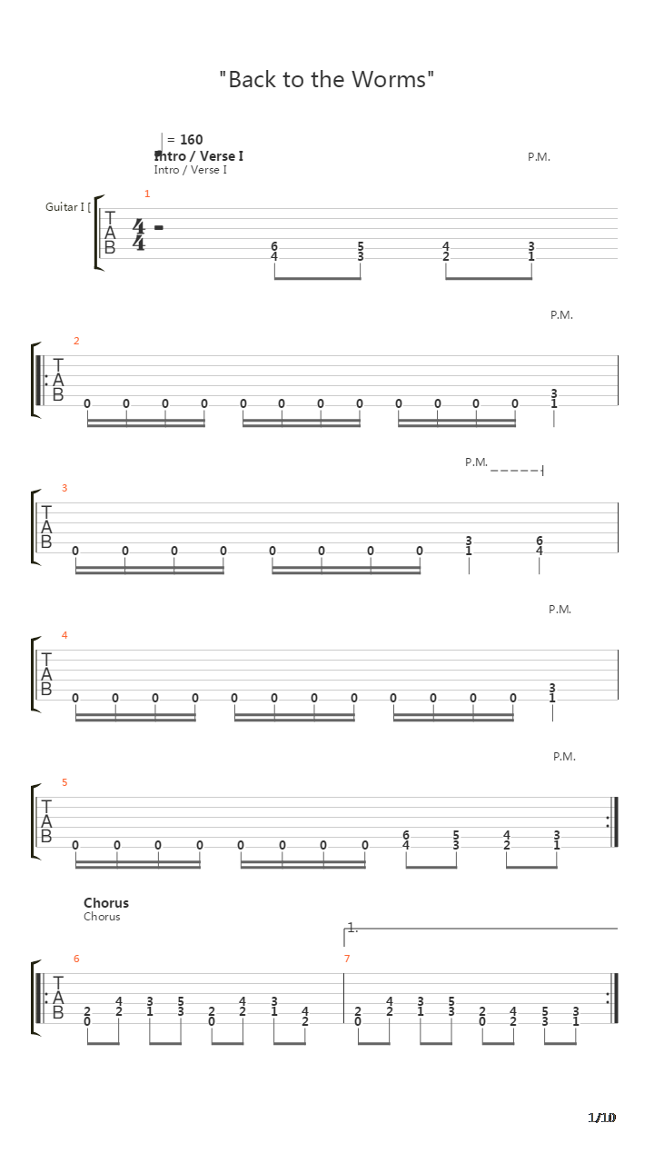 Back To The Worms吉他谱