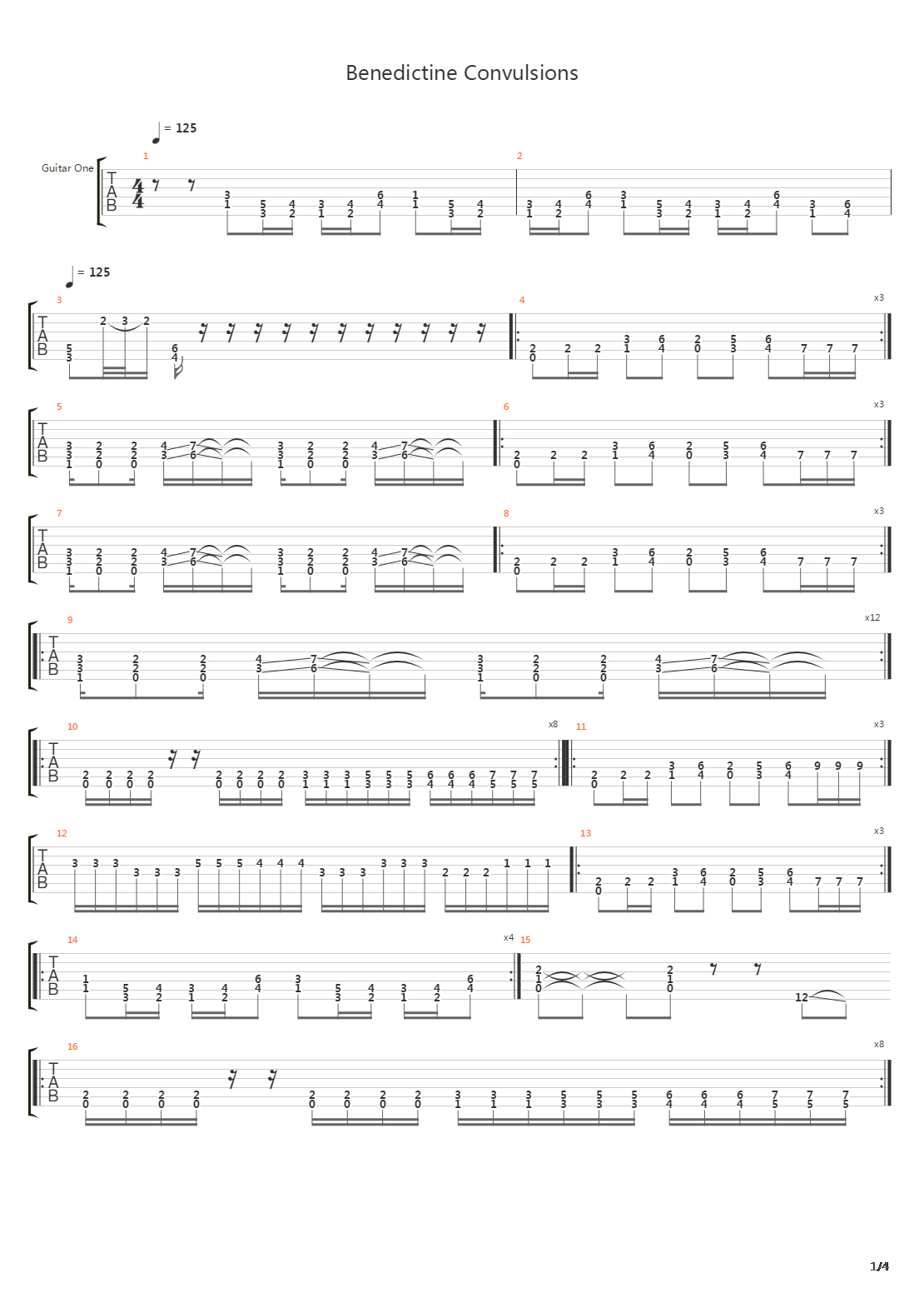 Benedictine Convulsions吉他谱