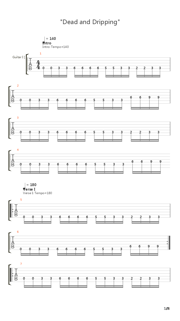 Dead And Dripping吉他谱