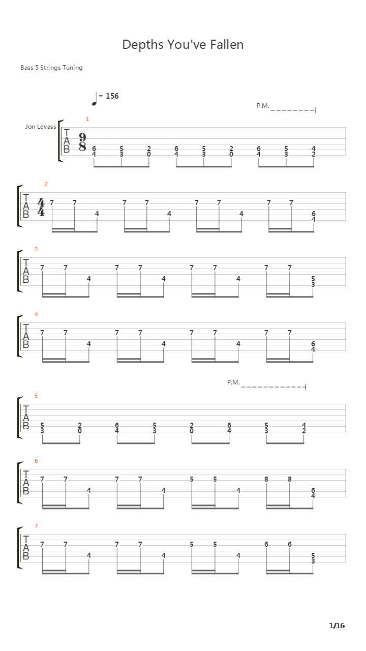 Depths Youve Fallen吉他谱