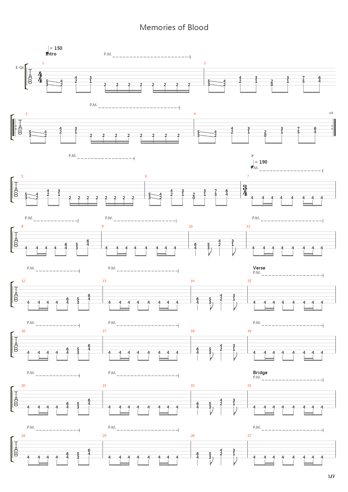 Memories Of Blood吉他谱