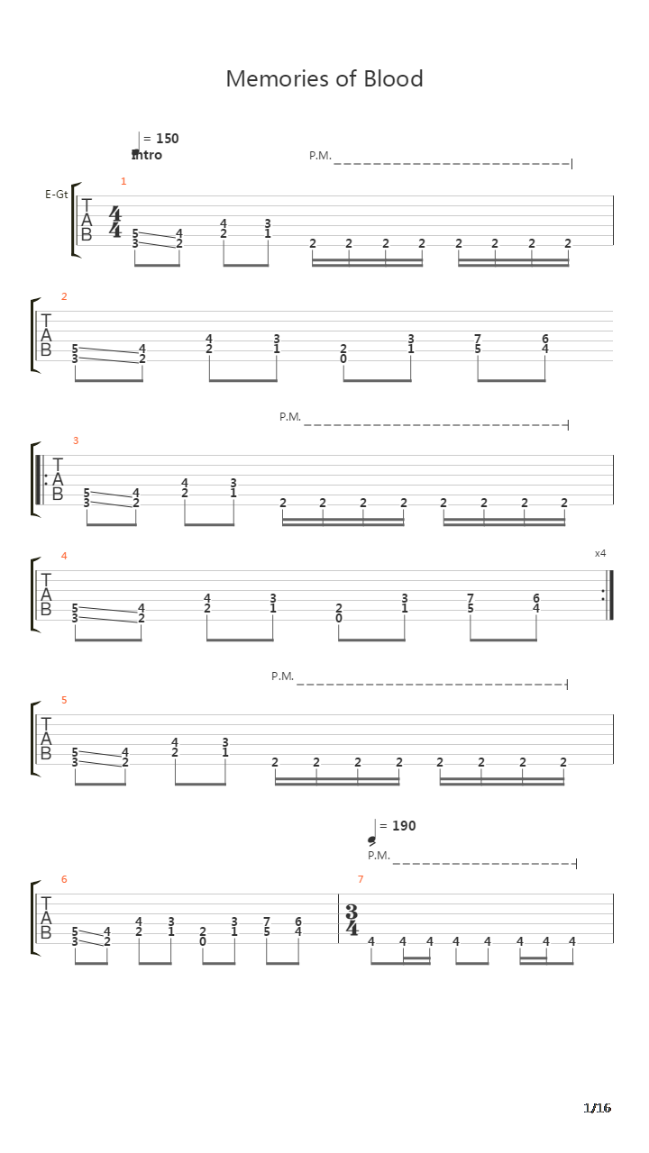 Memories Of Blood吉他谱