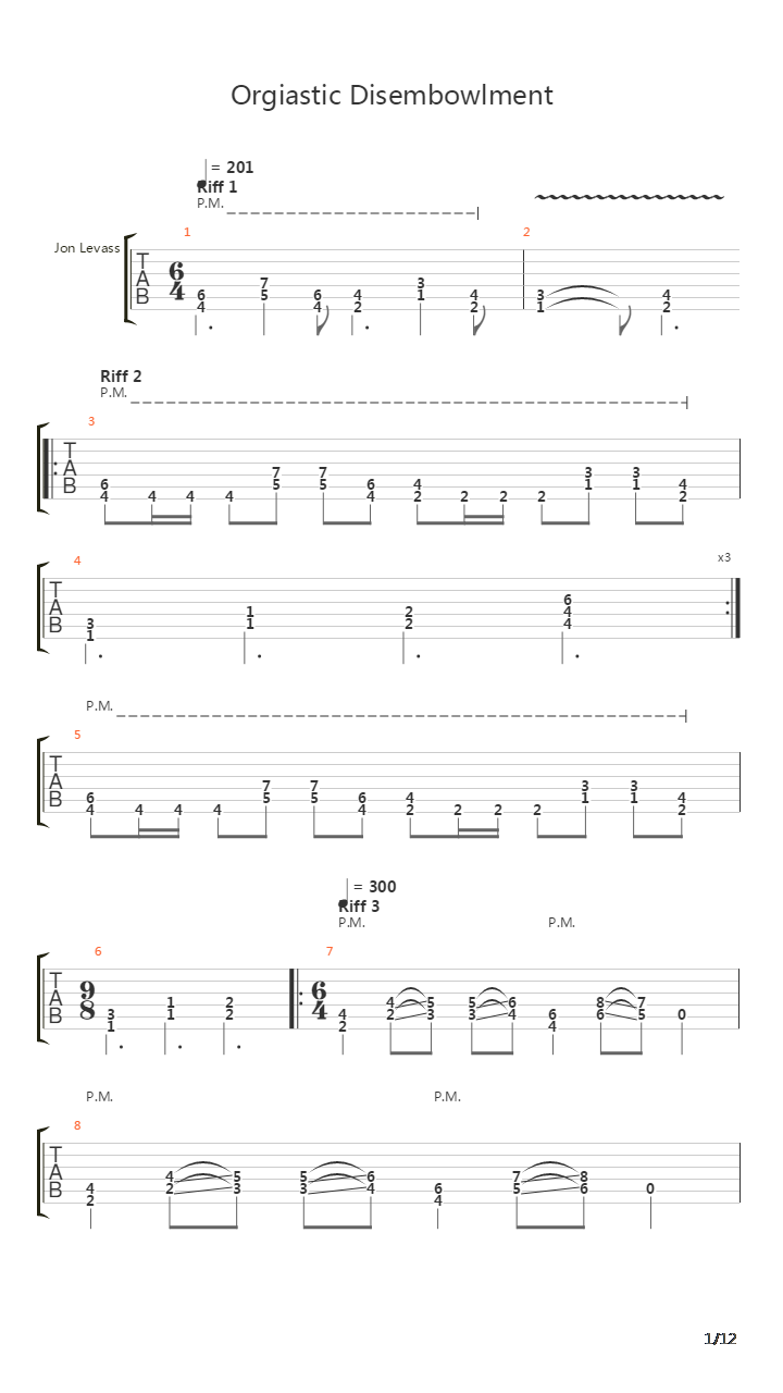 Orgiastic Disembowlment吉他谱