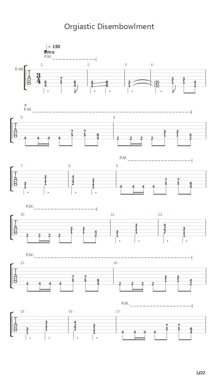 Orgiastic Disembowlment吉他谱