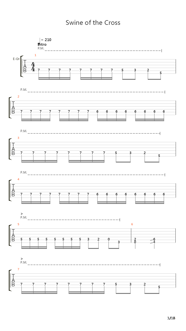 Swine Of The Cross吉他谱
