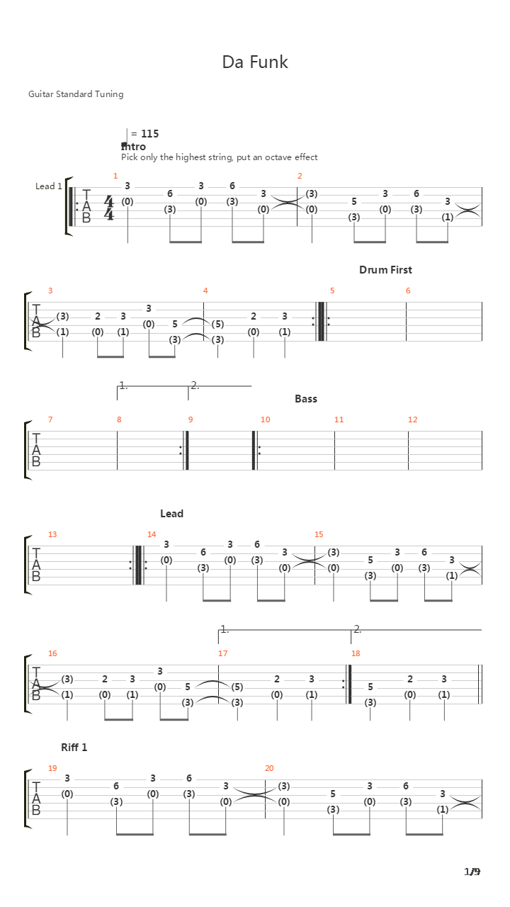 Da Funk吉他谱