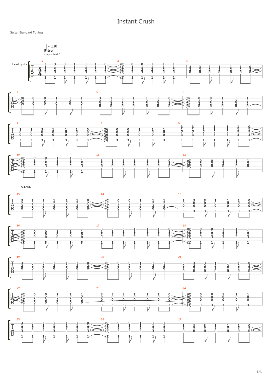Instant Crush吉他谱