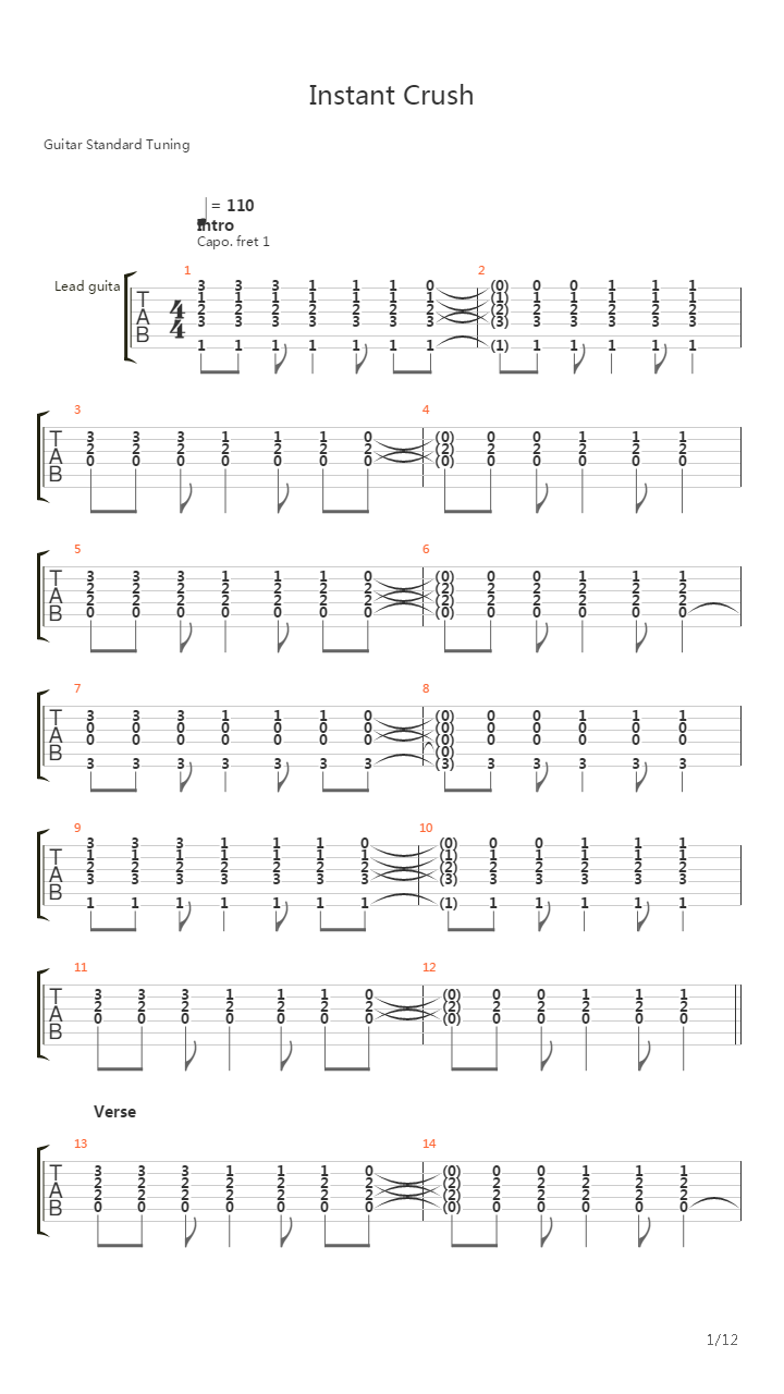 Instant Crush吉他谱