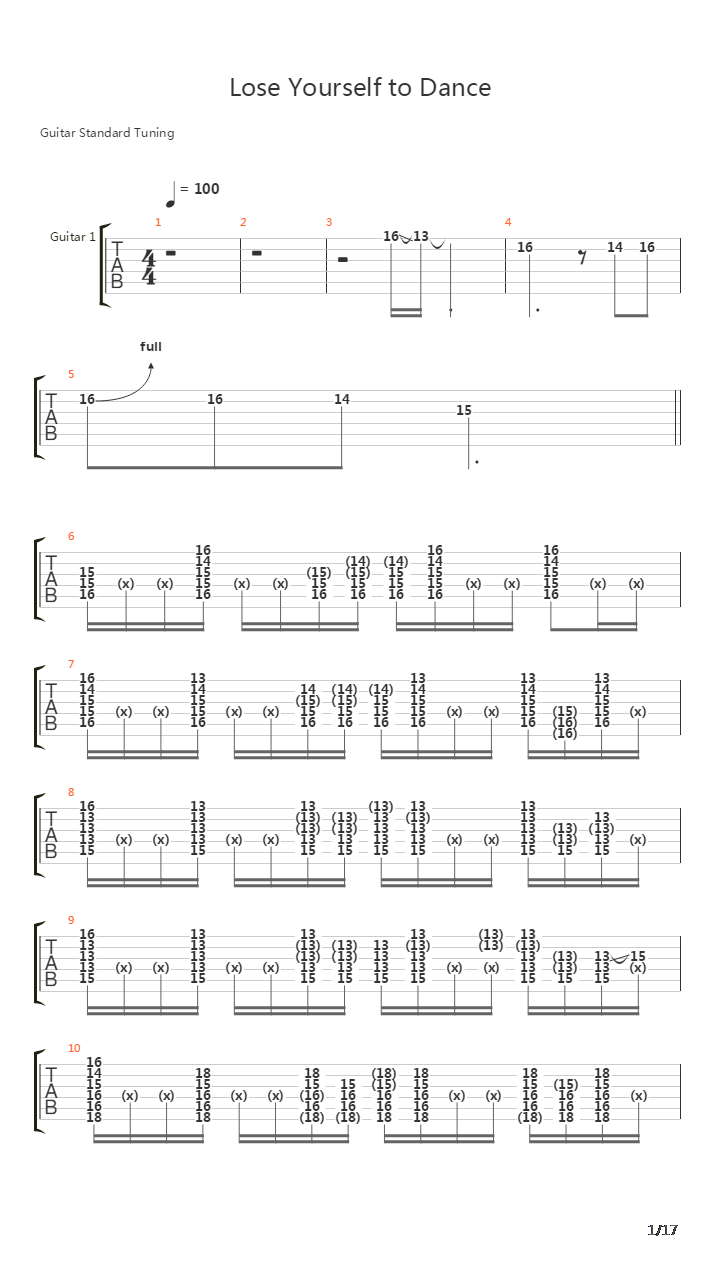 Lose Yourself To Dance吉他谱
