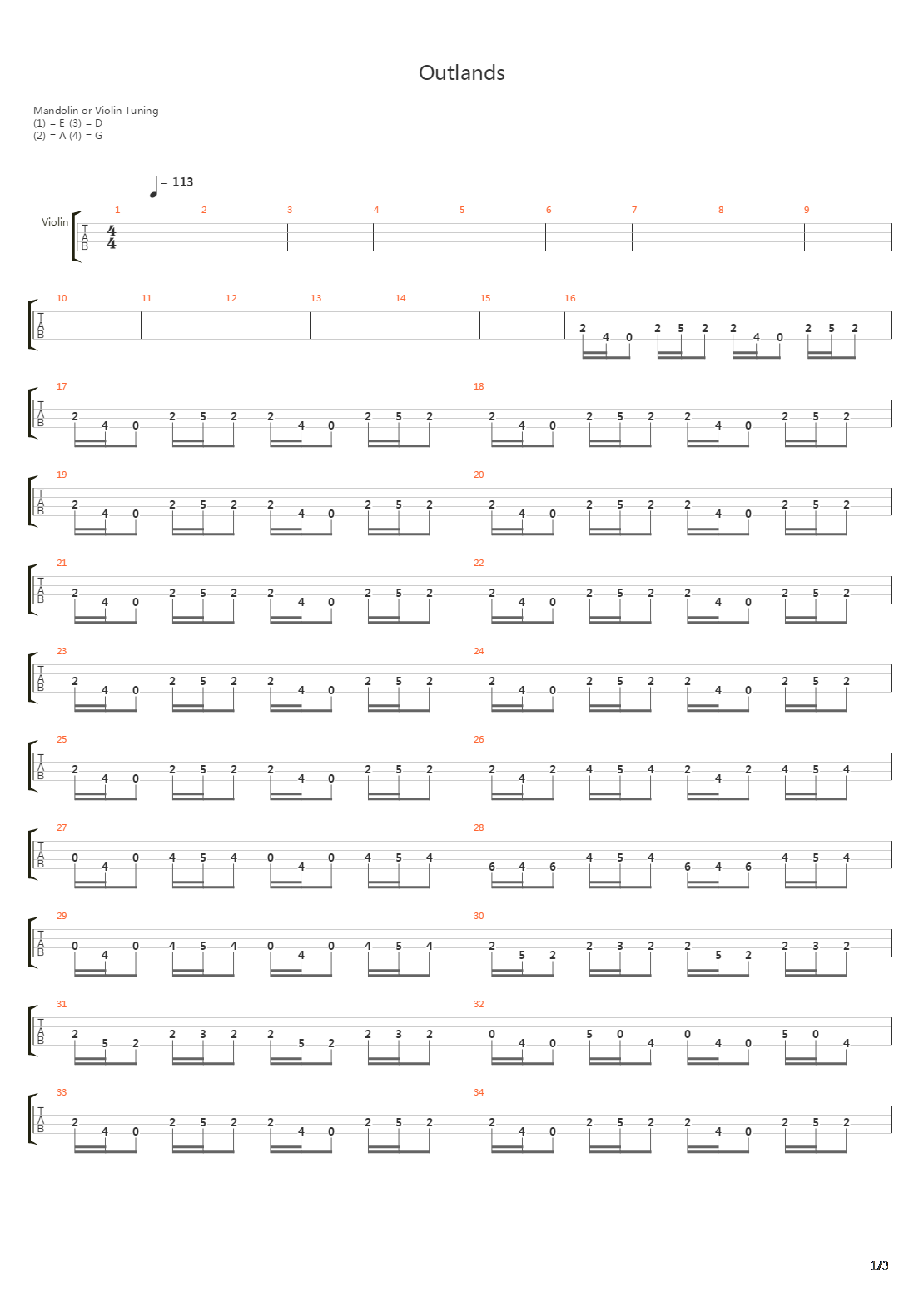 Outlands吉他谱