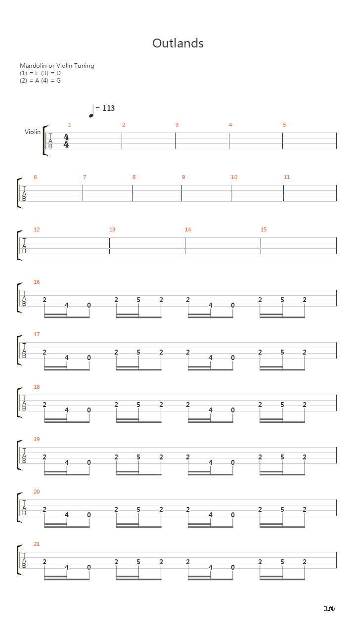 Outlands吉他谱