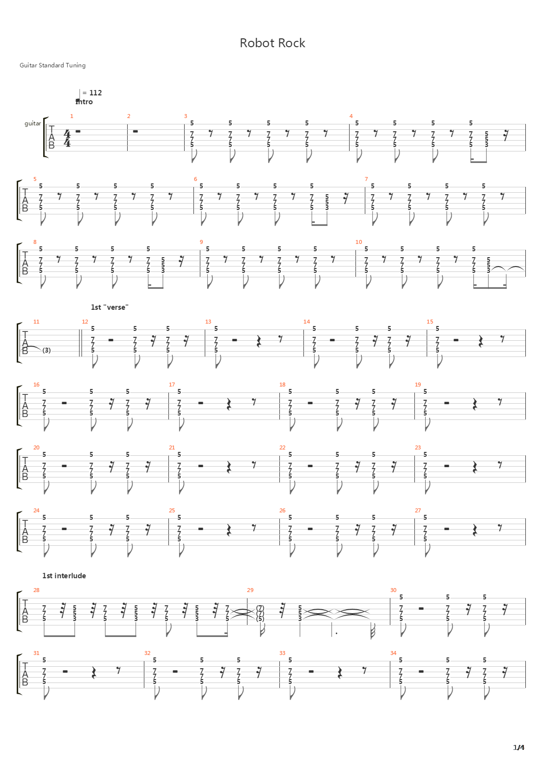 Robot Rock吉他谱
