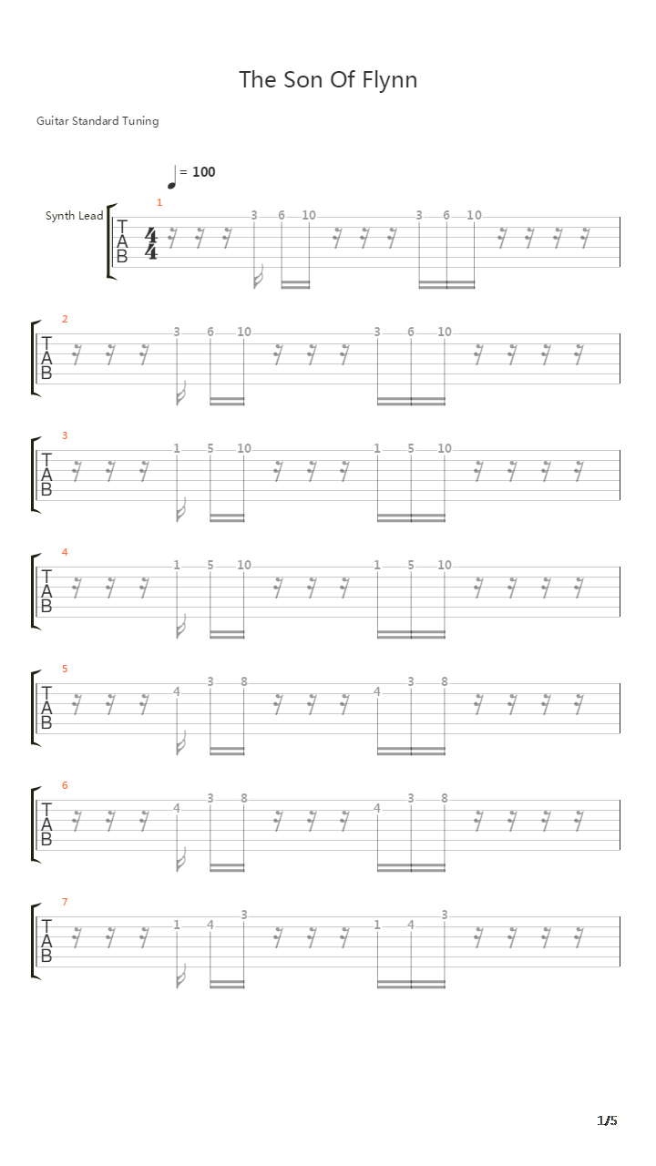The Son Of Flynn吉他谱