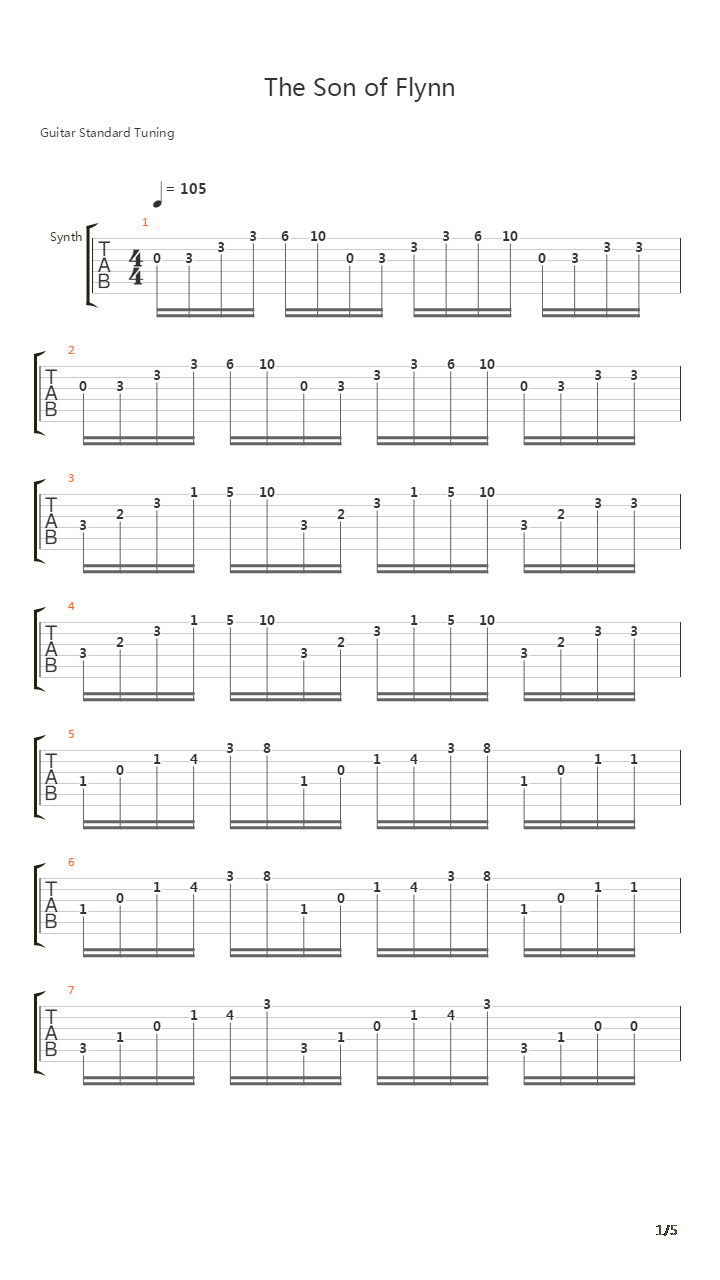 The Son Of Flynn吉他谱
