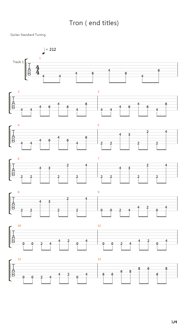 Tron End Titles吉他谱