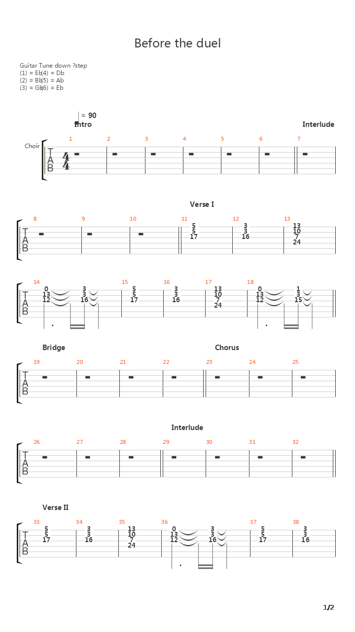 Before The Duel吉他谱