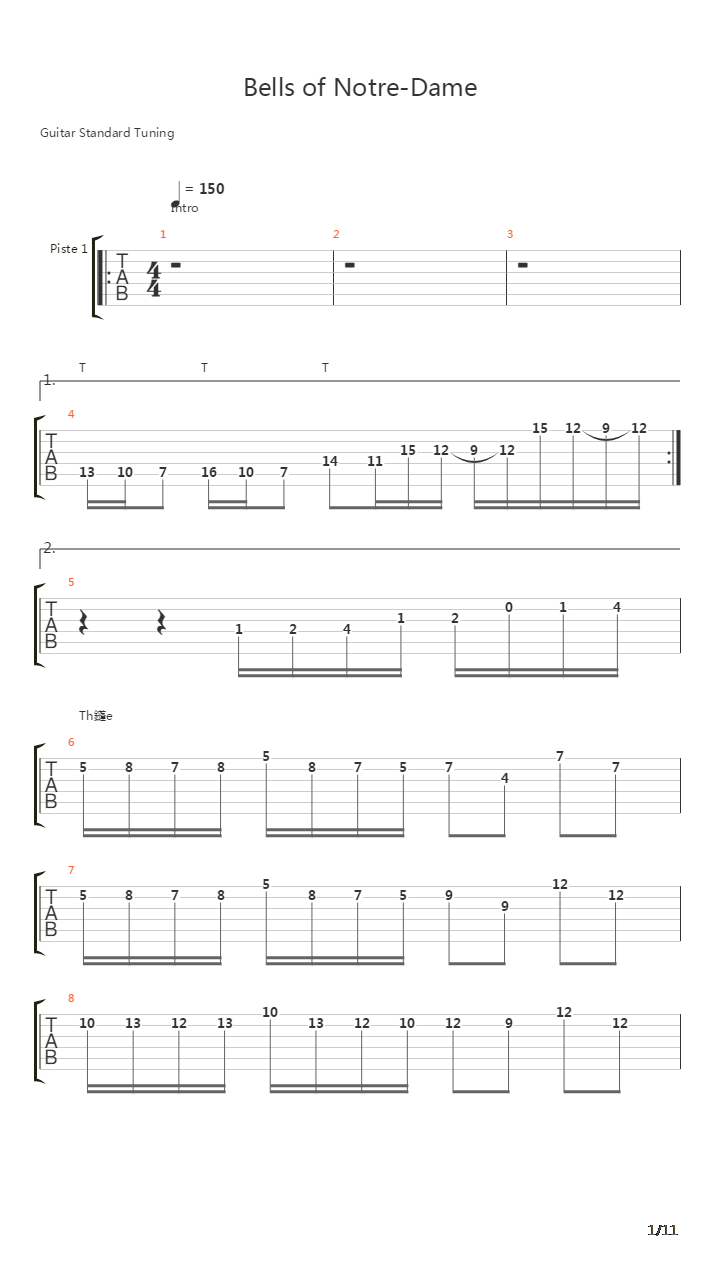 Bells Of Notre-dame吉他谱