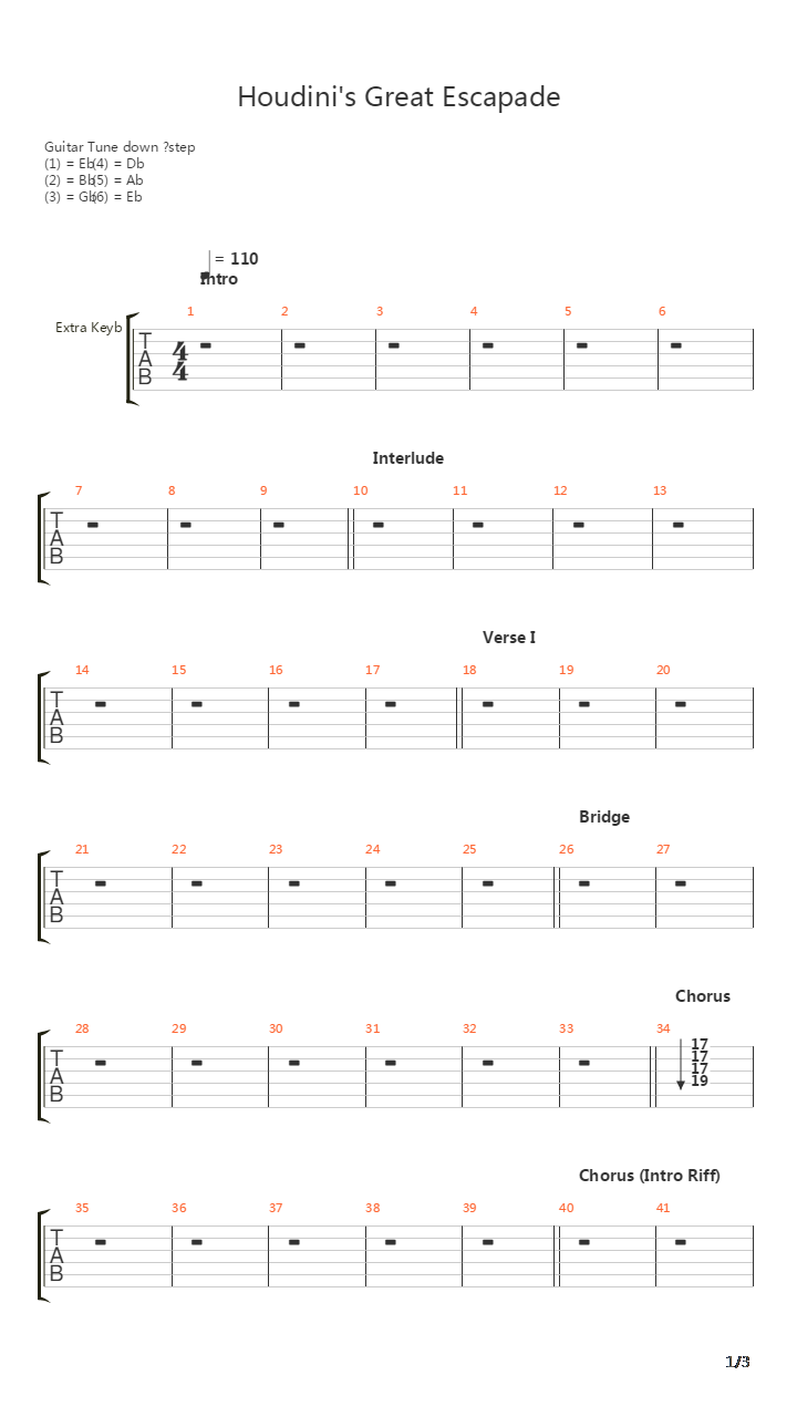 Houdinis Great Escapade吉他谱