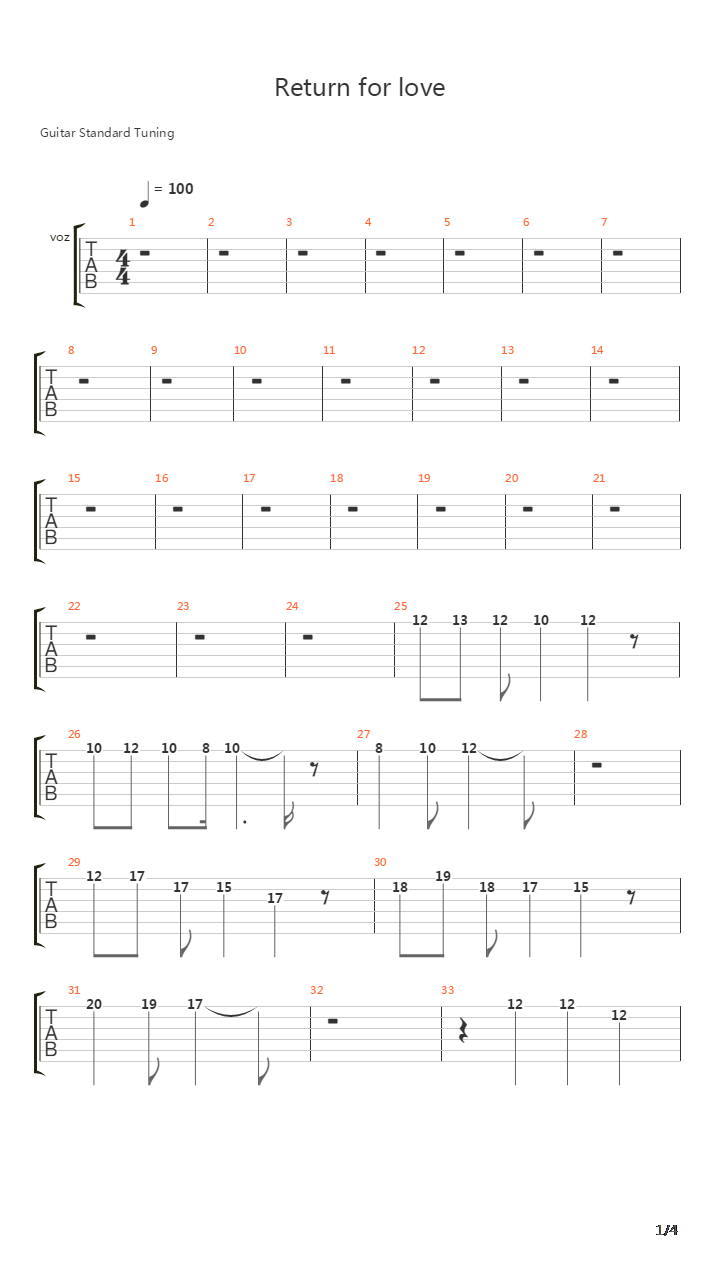 Return For Love吉他谱