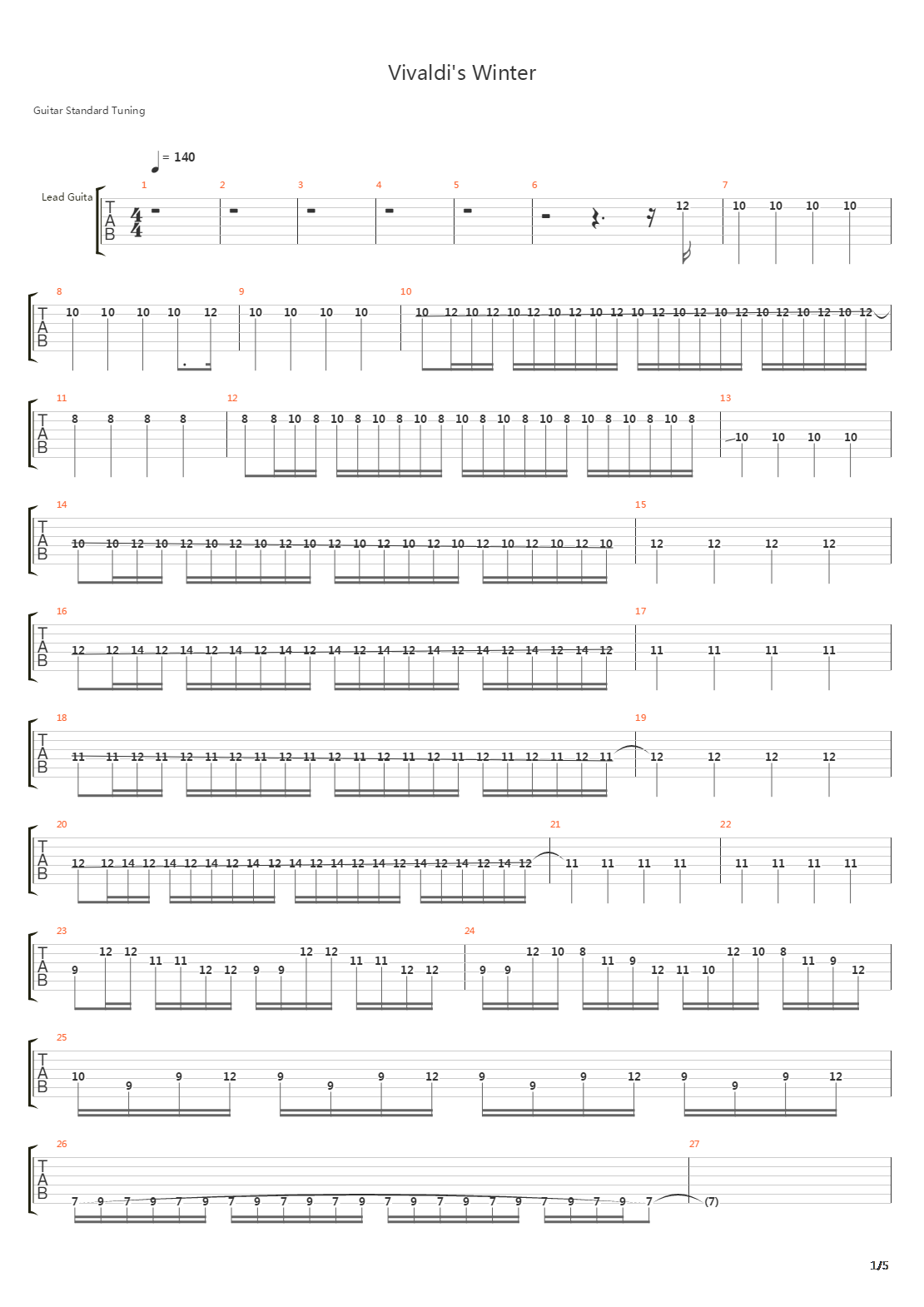 Vivaldis Winter吉他谱
